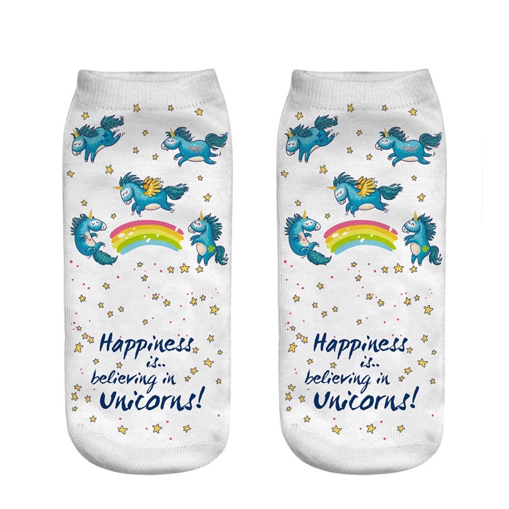 Image of Einhorn Unicorn Sneaker Socken Füsslinge Strümpfe (One Size) - Happiness Is Believing in Unicorns bei Apfelkiste.ch