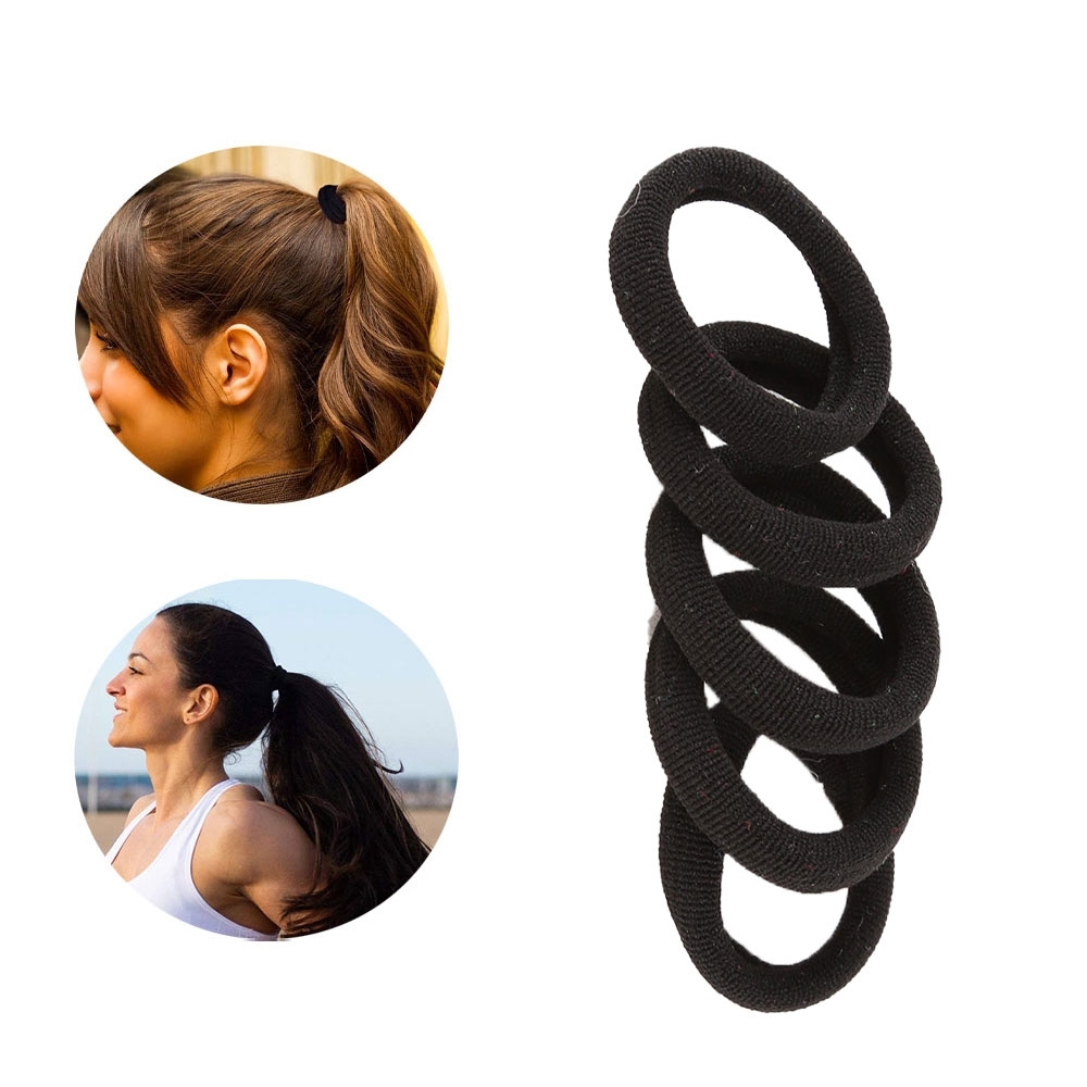 Image of (100er Set) Elastische Haargummis Haarband ohne Metall Ø3cm - Schwarz bei Apfelkiste.ch