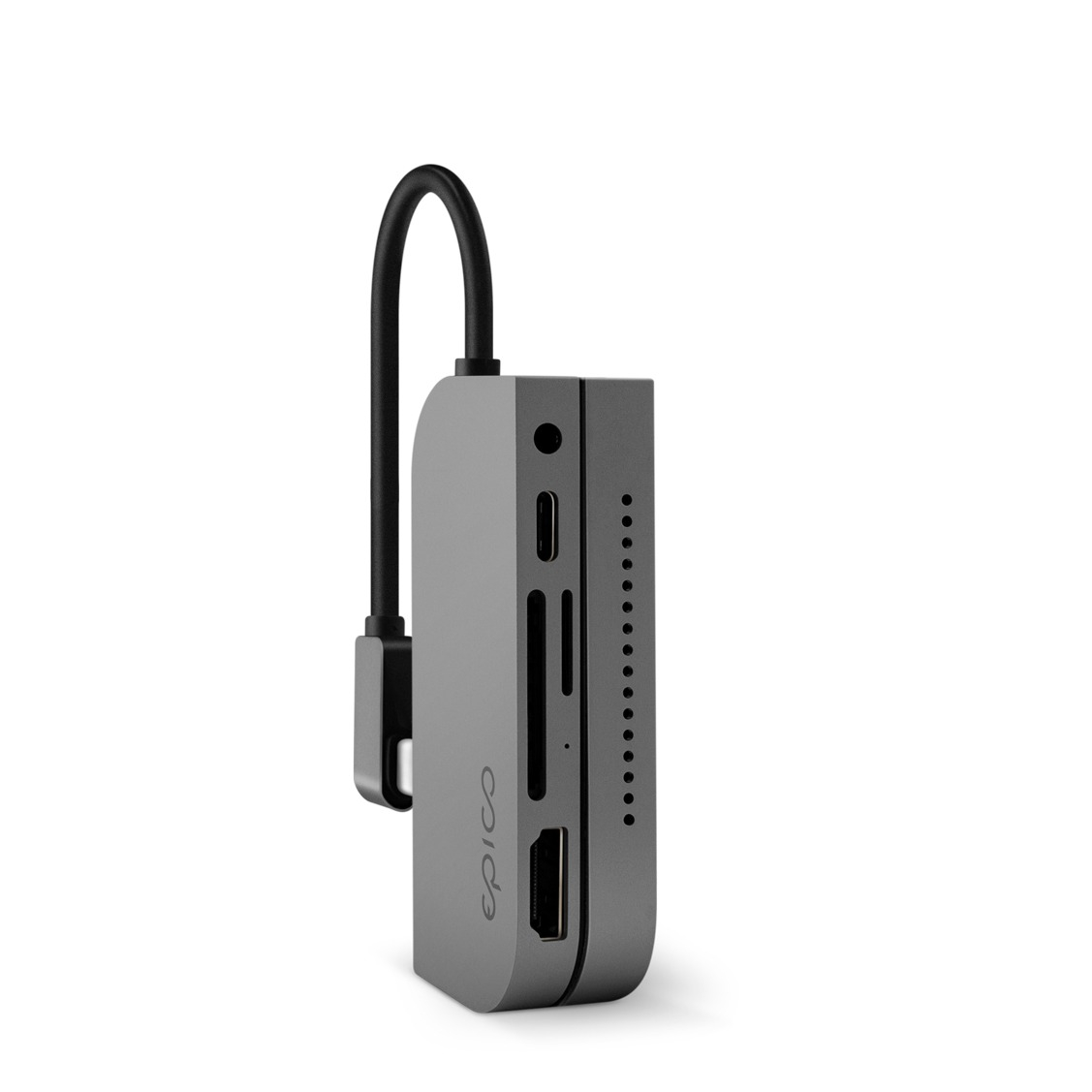 Image of Epico - USB C Multiport Adapter für iPad mit USB C (PD) / 2K HDMI / USB 3.0 / 3.5mm Klinke / SD & Micro SD Kartenlesegerät - Space Grey bei Apfelkiste.ch