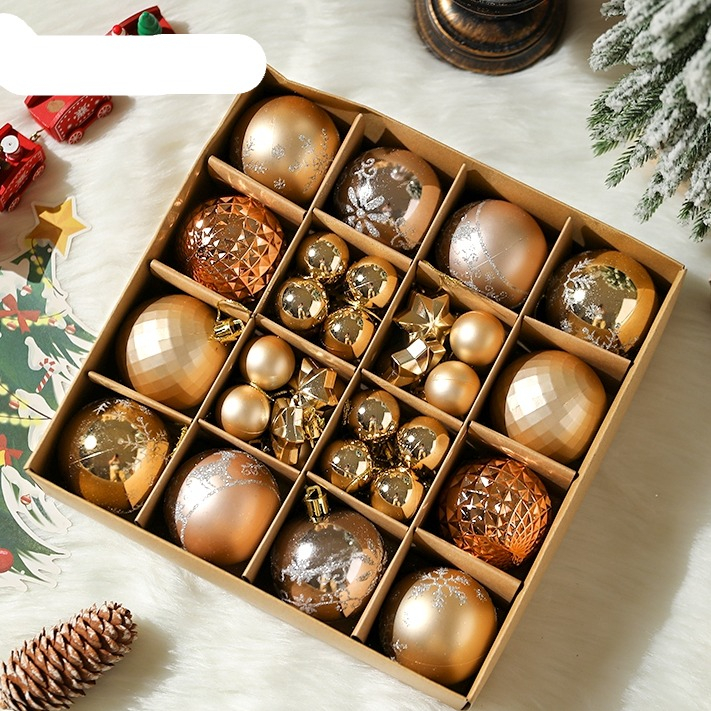 44er Set Christbaum Weihnachtskugeln Roségold/Gold
