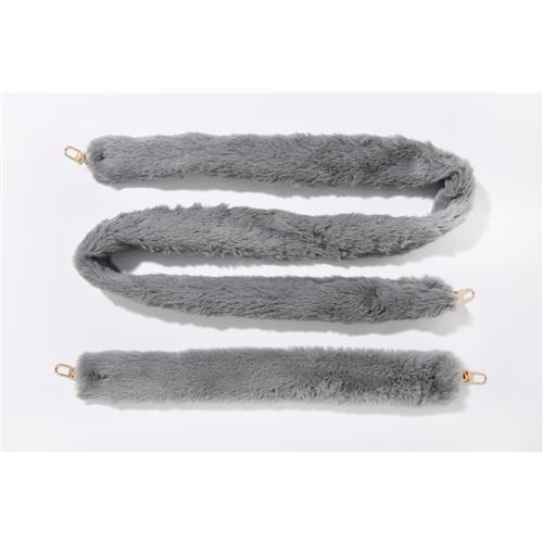 Image of ETUUI - (128cm) Universal Veganes Fellband Handykette für Schutzhülle mit Karabiner Verschluss (fur-grau-lang) - Grau / Gold bei Apfelkiste.ch