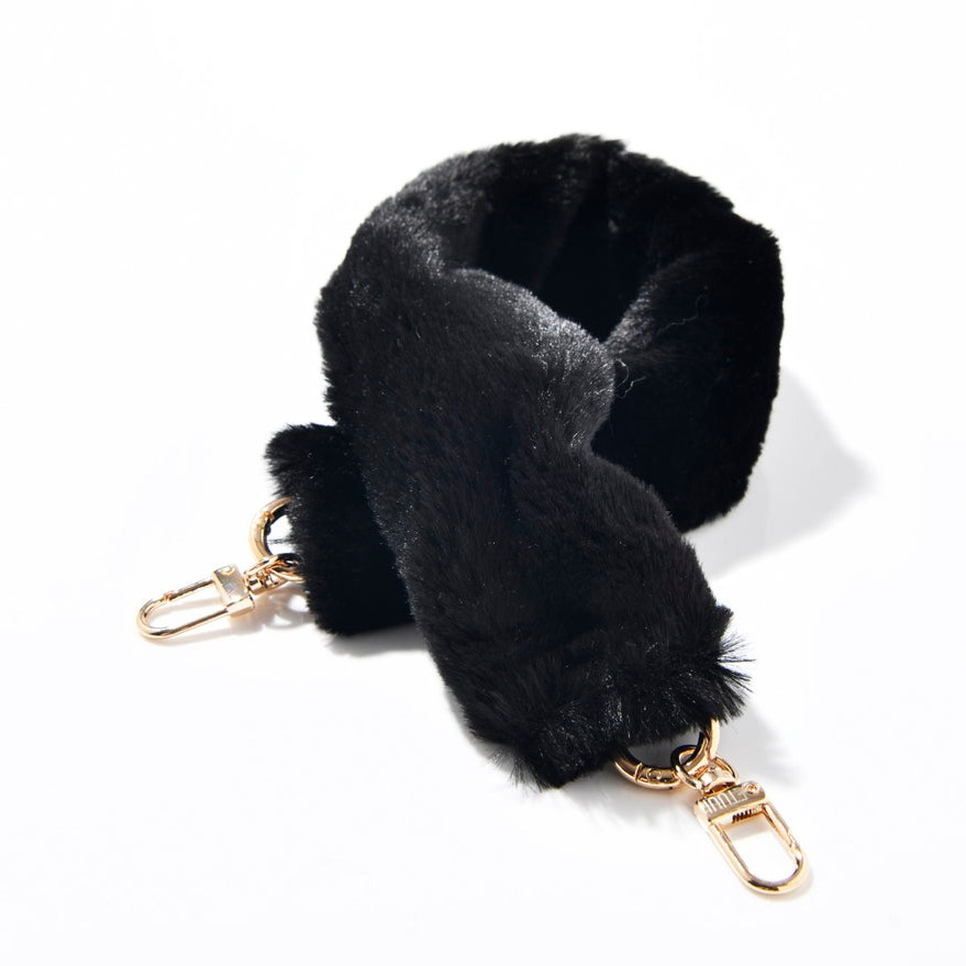 Image of ETUUI - (44cm) Universal Veganes Fellband Handykette für Schutzhülle mit Karabiner Verschluss (fur-schwarz-kurz) - Schwarz / Gold bei Apfelkiste.ch