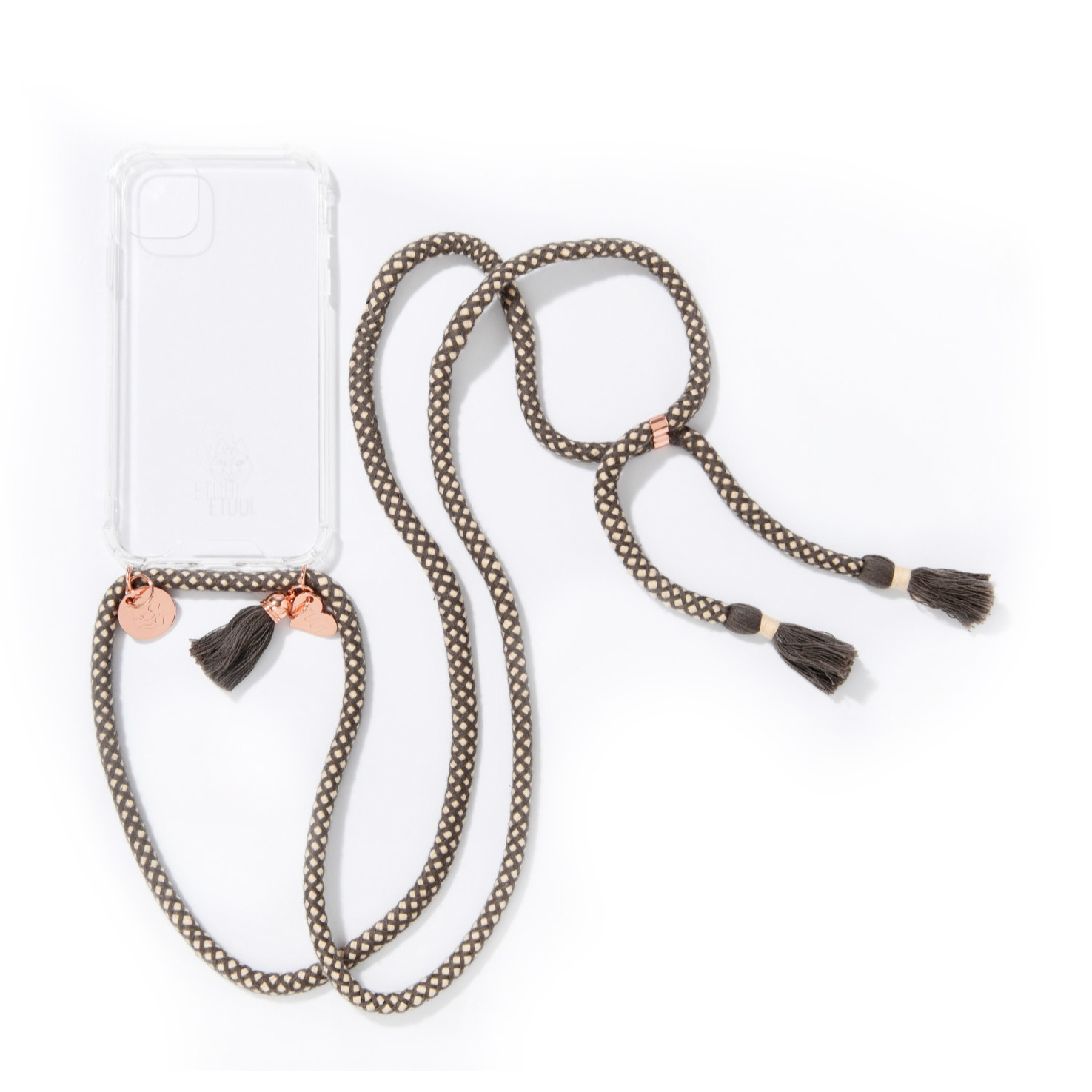 Image of ETUUI - iPhone 11 Pro Necklace Hybrid TPU Hülle Air Cushion Fallschutz + Handykette (dubai-11-pro) - Grau bei Apfelkiste.ch