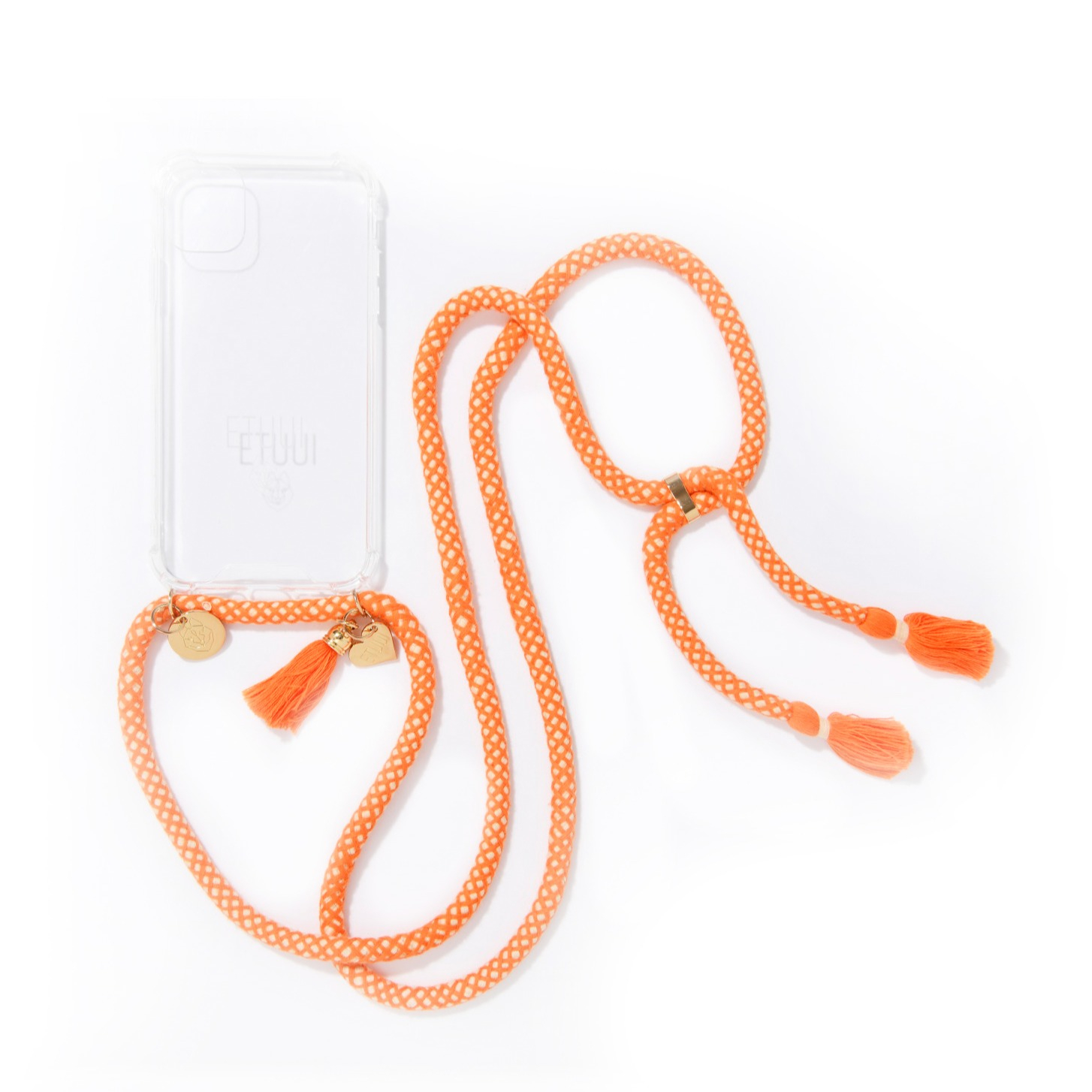 Image of ETUUI - iPhone 12 Pro Max Necklace Hybrid TPU Hülle Air Cushion Fallschutz + Handykette (papaya-12-pro-max) - Orange bei Apfelkiste.ch