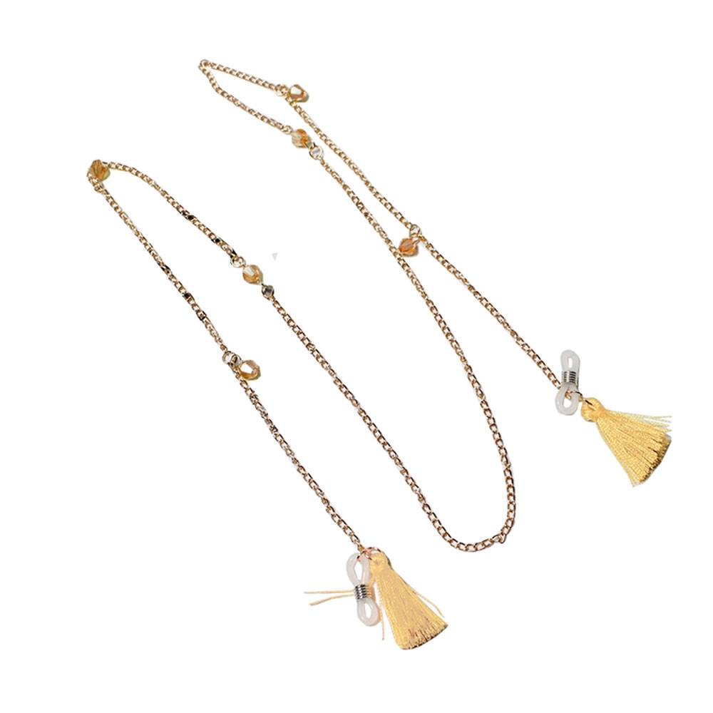 Image of (75cm) Eyewear Halter Brillenkette Sonnenbrillenband Metall (Anker Kette) mit Quasten - Gold bei Apfelkiste.ch