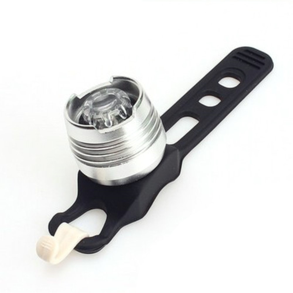 Image of Fahrrad Alu Warnlicht Velo LED Frontlicht mit Gummi Band (inkl. 2x CR2032 Batterien) - Silber bei Apfelkiste.ch