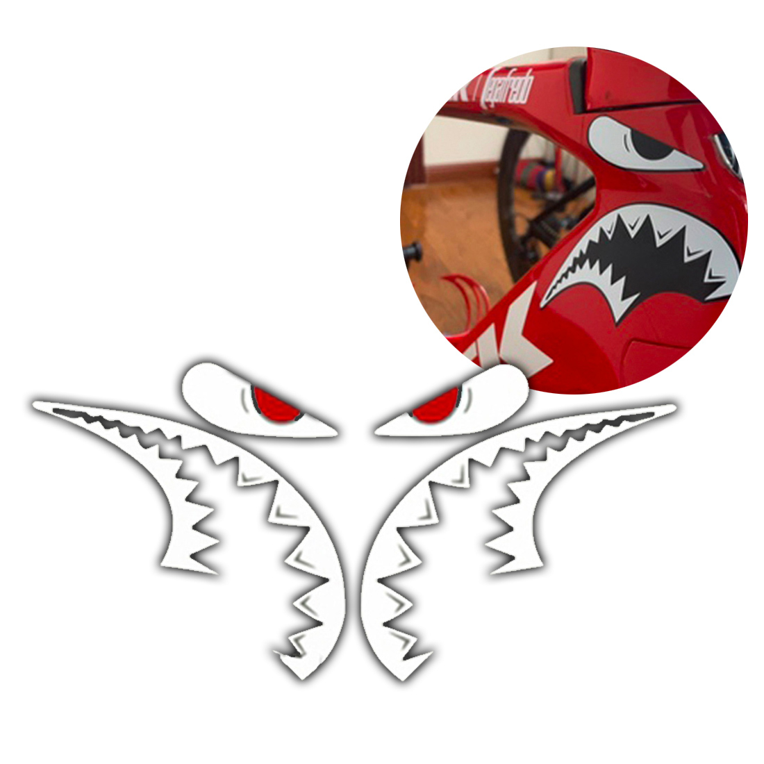 Image of Fahrrad Rahmen Aufkleber Sticker Velo Dekoration Hai Kopf - Weiss bei Apfelkiste.ch