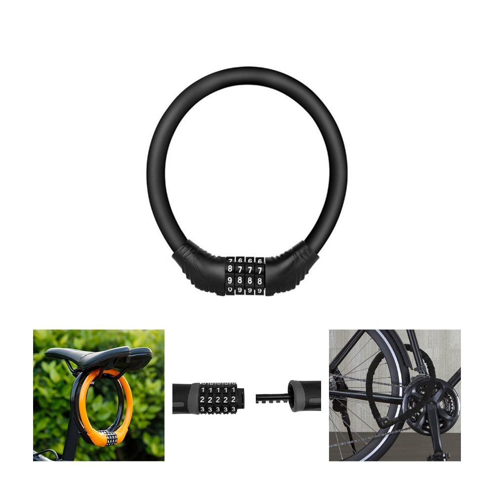 Image of (10.5x11cm) Rundes Fahrrad Velo Zahlenschloss 4-Stelliges Vorhängeschloss - Schwarz bei Apfelkiste.ch