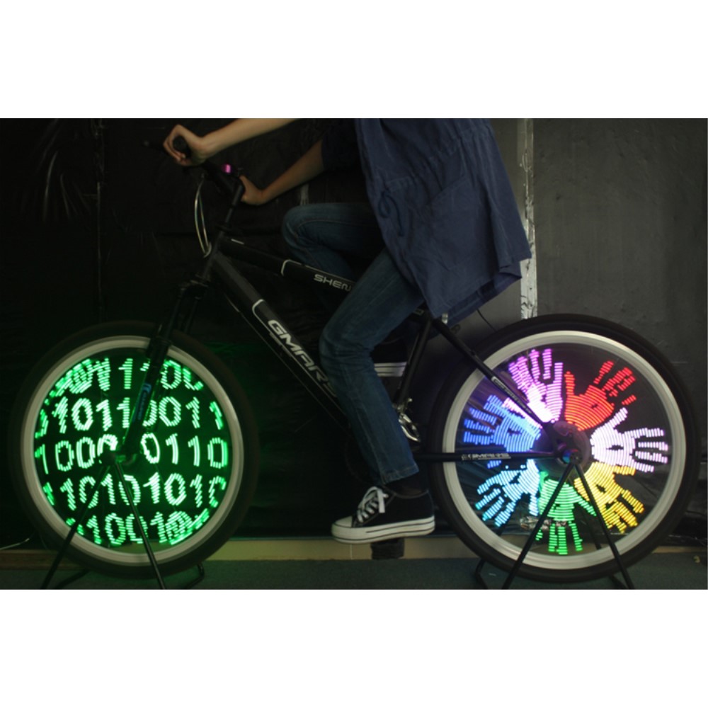 64 LED USB Spoke Light Li-ion Grafik Text ready programmierbar Speichenlicht ... 