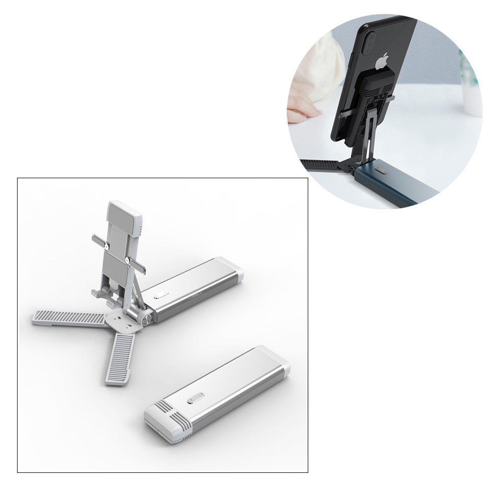 Image of Faltbare Aluminium Handy / Smartphone Halterung Tisch Ständer - Silber bei Apfelkiste.ch