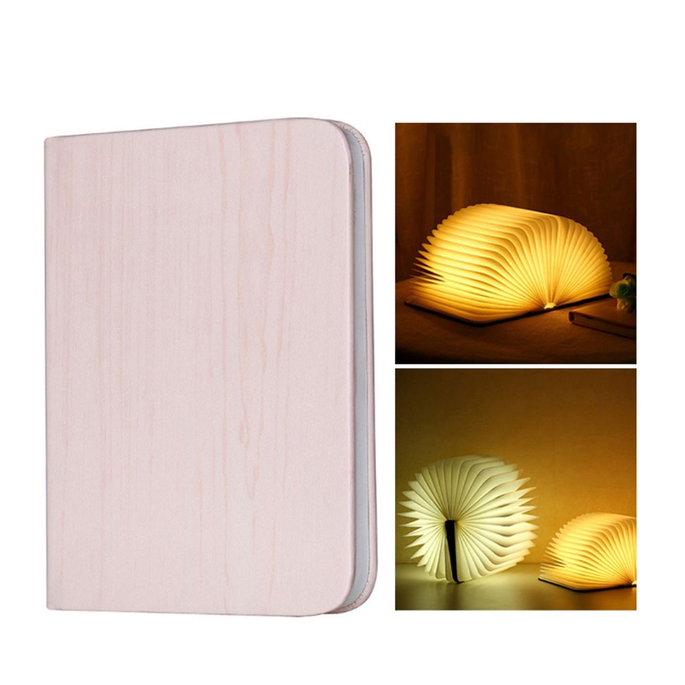 Image of Faltbare LED Buchlampe Leselampe im Holz Look mit integriertem Akku - Hellbraun (Ahorn) bei Apfelkiste.ch