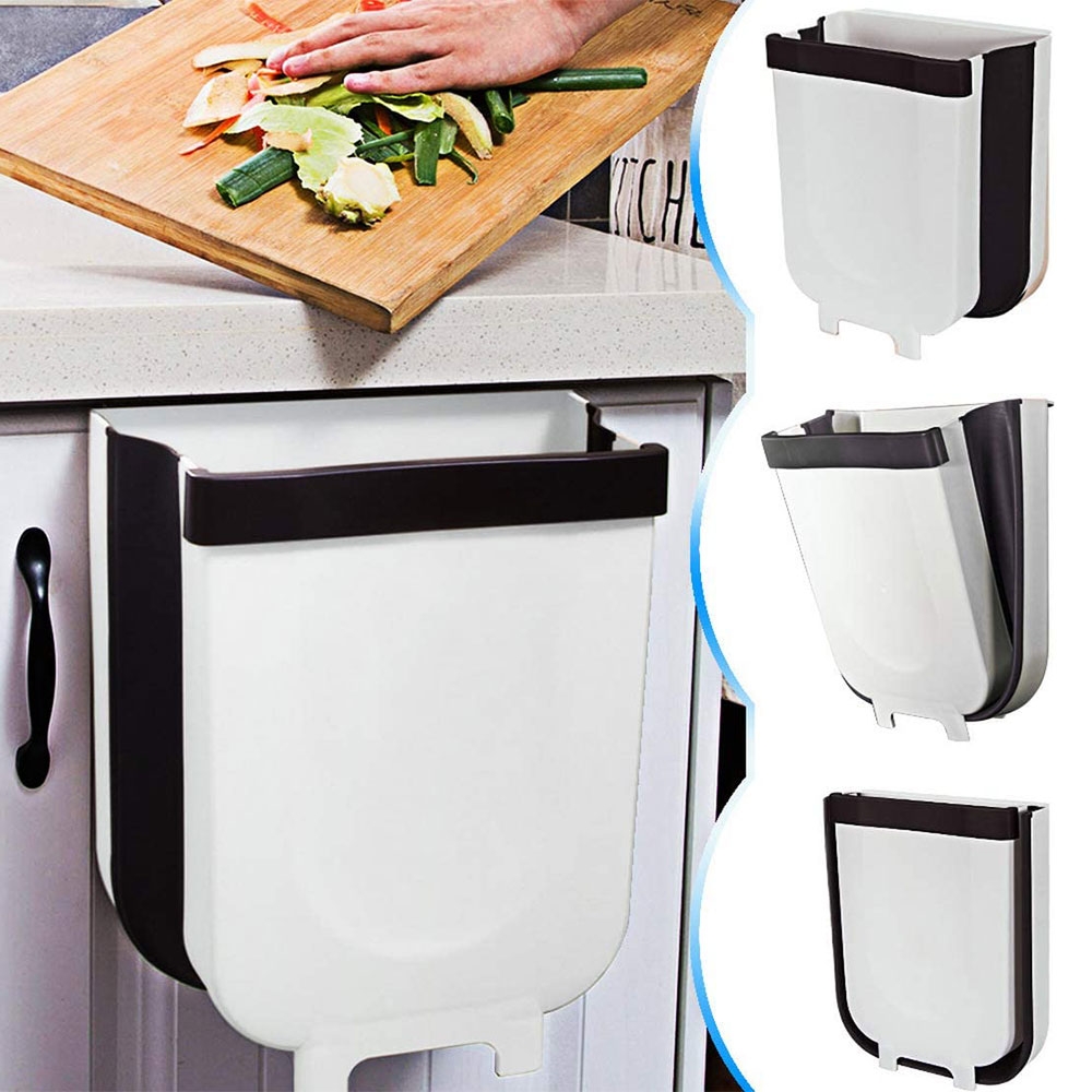 Image of (9L) 28.8cm Faltbarer Hänge Küchen Mülleimer Aufhänge Vorrichtung für Türen / Schränke - Weiss / Schwarz bei Apfelkiste.ch