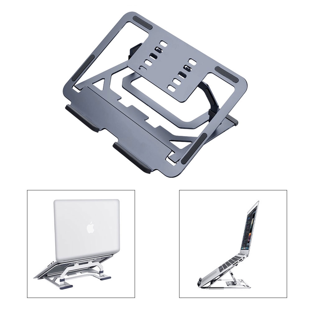 Image of (Bis 40kg) Faltbare 5-Höhen Multi-Winkel Halterung Aluminium Ständer für Laptop / MacBook / Tablet - Grau bei Apfelkiste.ch