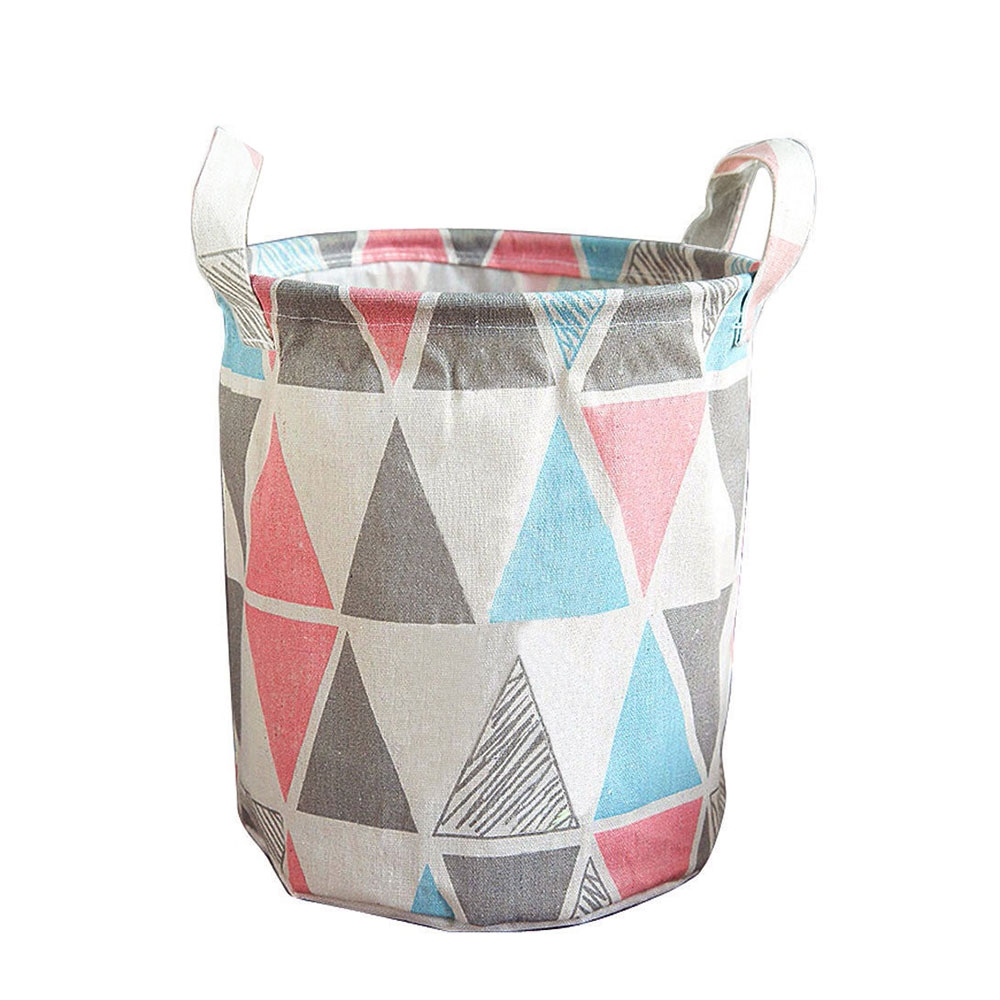 Faltbarer Wäschekorb Aufbewahrungskorb Spielzeug Organizer mit Tragegriffen (Grösse S) 23x27cm - Bunte Dreiecke