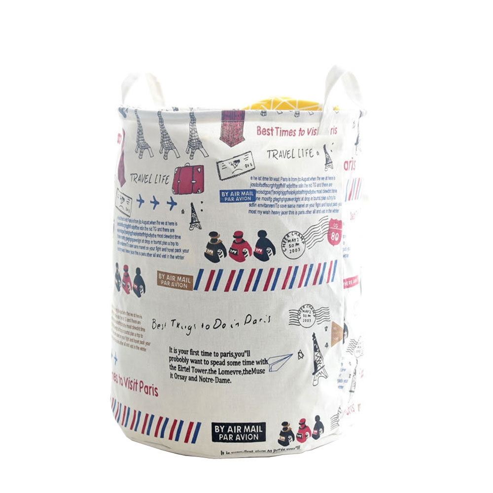 Faltbarer Wäschekorb Aufbewahrungskorb Spielzeug Organizer mit Tragegriffen (Grösse L) 45x35cm - Paris