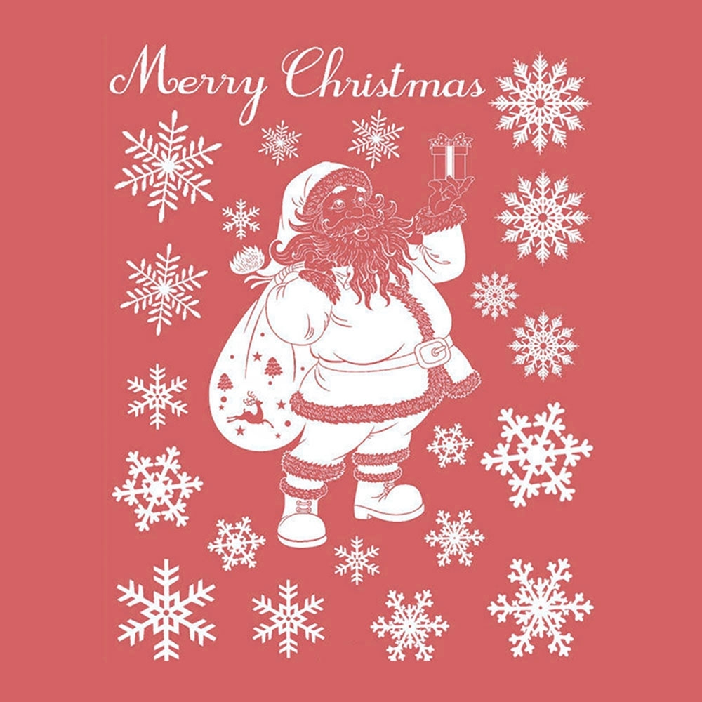 Image of Fensterbild Weihnachtsmann Christmas Dekoration Schneeflocken (64 x 50cm) - Transparent / Weiss bei Apfelkiste.ch