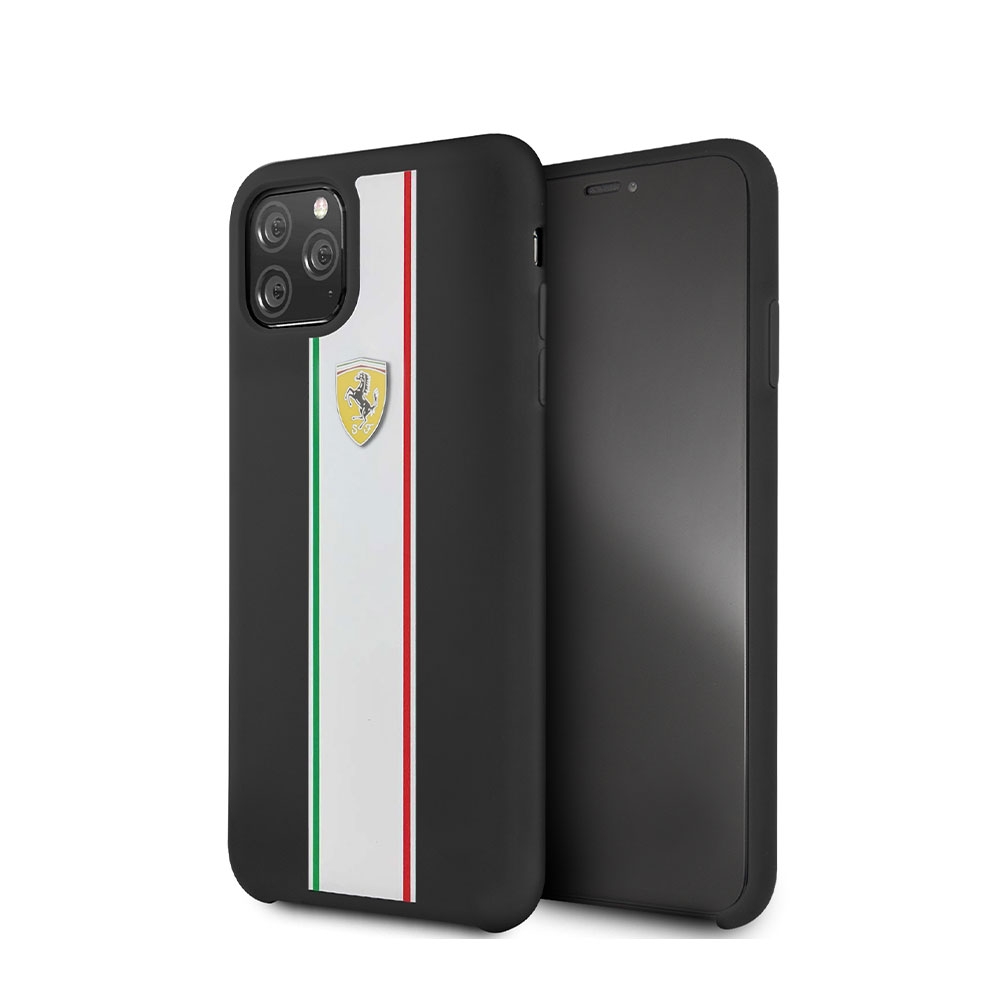 Image of Ferrari - iPhone 11 Pro Max Silikon Hardcase Hülle Shield On Track Lines (FESPIHCN65BK) - Schwarz bei Apfelkiste.ch