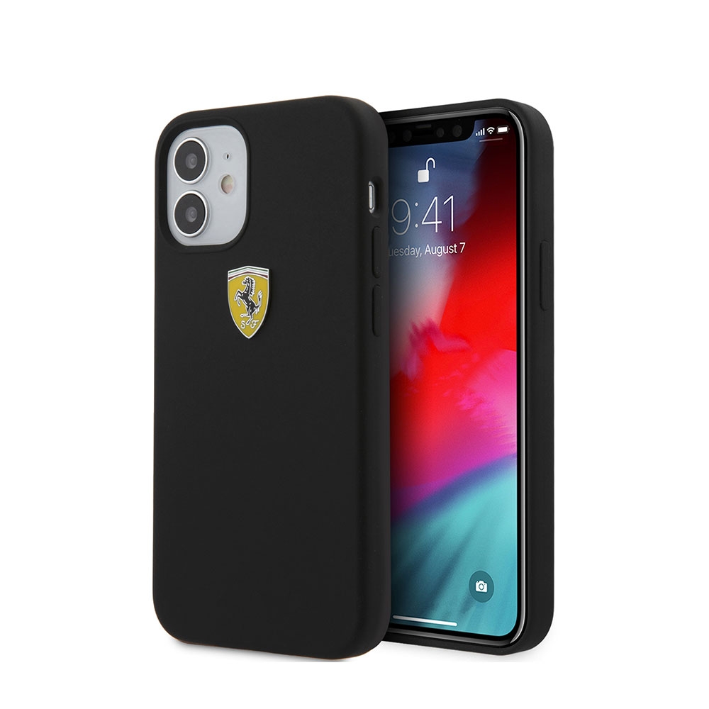 Image of Ferrari - iPhone 12 Mini Silikon Hardcase Hülle Shield On Track (FESSIHCP12SBK) - Schwarz bei Apfelkiste.ch