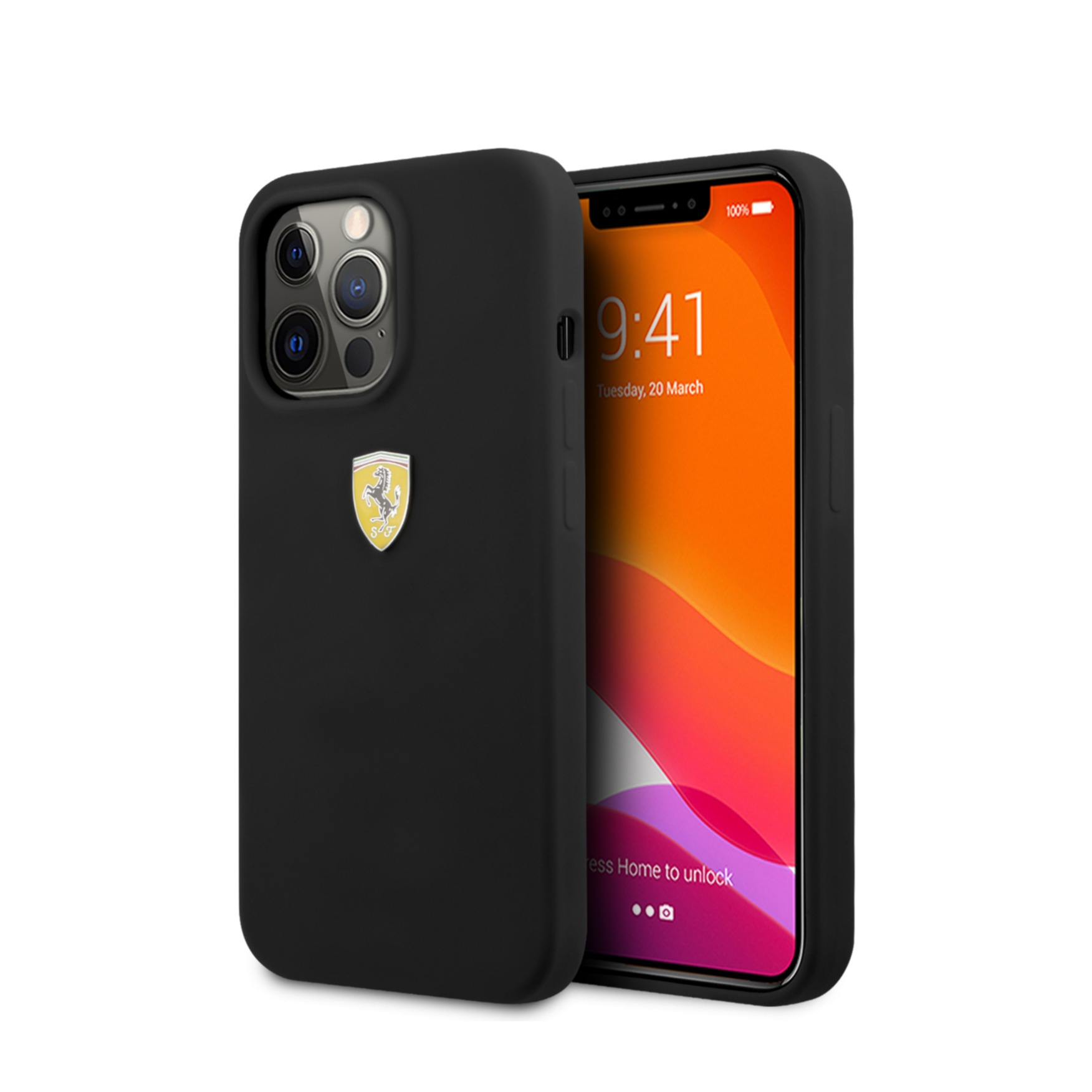 Image of Ferrari - iPhone 13 Pro Max Silikon Hardcase Hülle Shield on Track (FESSIHCP13XBK) - Schwarz bei Apfelkiste.ch
