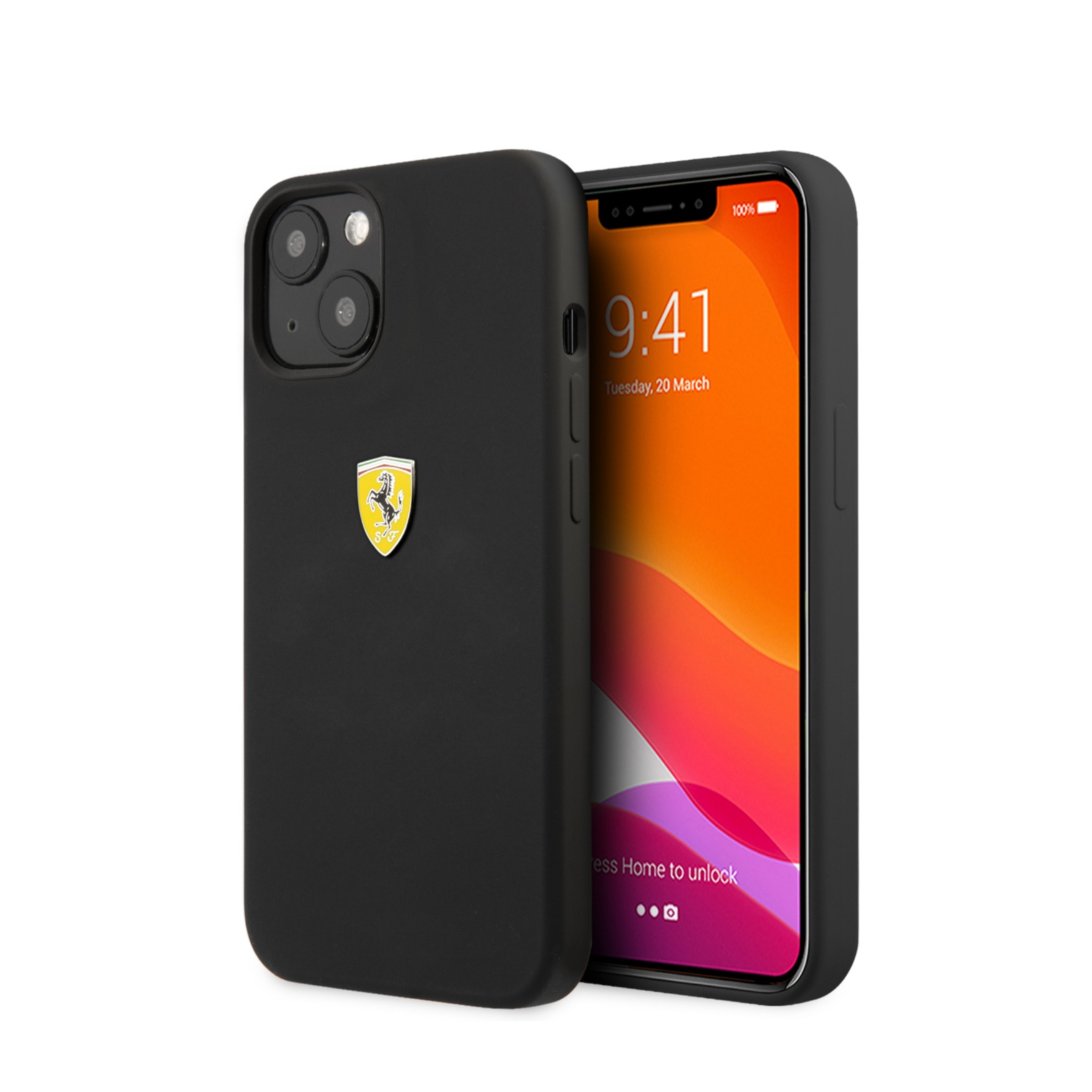 Image of Ferrari - iPhone 13 Silikon Hardcase Hülle Shield on Track (FESSIHCP13MBK) - Schwarz bei Apfelkiste.ch