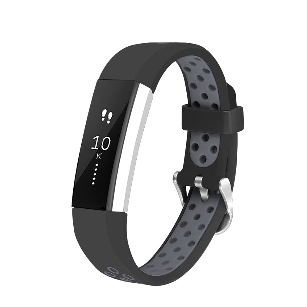 Image of (Gr. XS) Fitbit Alta / Alta HR Ersatz Silikon Armband Dual Color Grösse S (Gelenkumfang: 130-210mm) - Schwarz / Grau bei Apfelkiste.ch