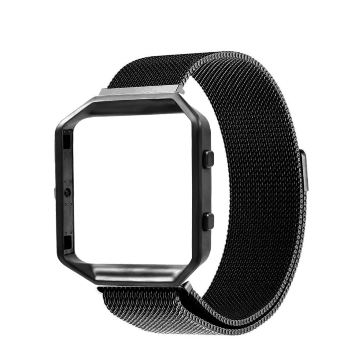 Image of 2in1 Fitbit Blaze Edelstahl Armband Milanaise + Alu Bumper Case - Schwarz bei Apfelkiste.ch