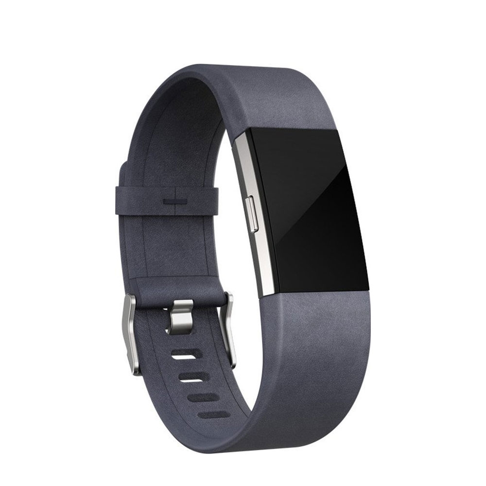 Image of (Gr. XL) Fitbit - Charge 2 Echtleder Armband Gelenkumfang 180-220 mm (FB160LBIGL) - Blaugrau (Indigo) bei Apfelkiste.ch
