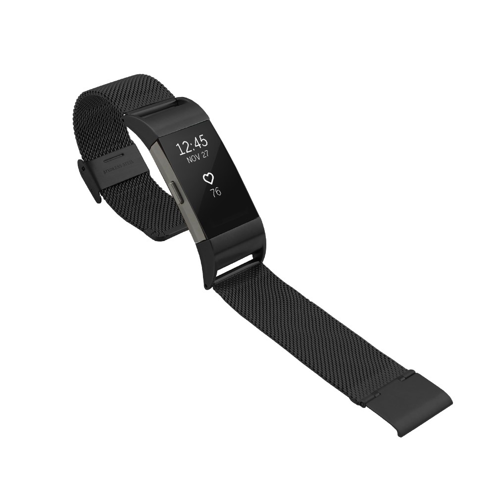 Image of Fitbit Charge 2 Edelstahl Armband Milanaise Faltschliesse - Schwarz bei Apfelkiste.ch