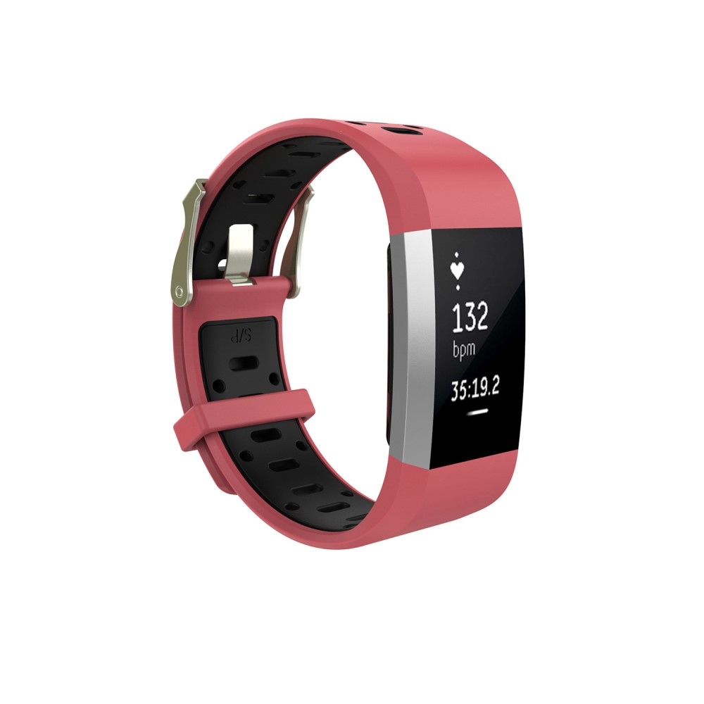 Image of Fitbit Charge 2 Ersatz Silikon Armband Dual Color - Rot / Schwarz bei Apfelkiste.ch