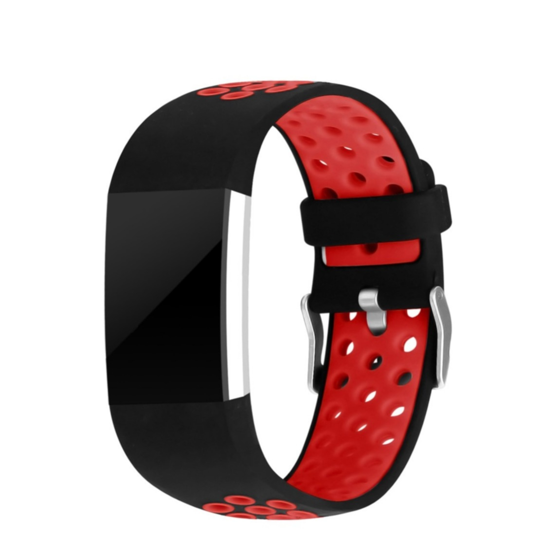 Image of (Gr. L) Fitbit Charge 2 Ersatz Silikon Armband Dual Color - Schwarz / Rot bei Apfelkiste.ch