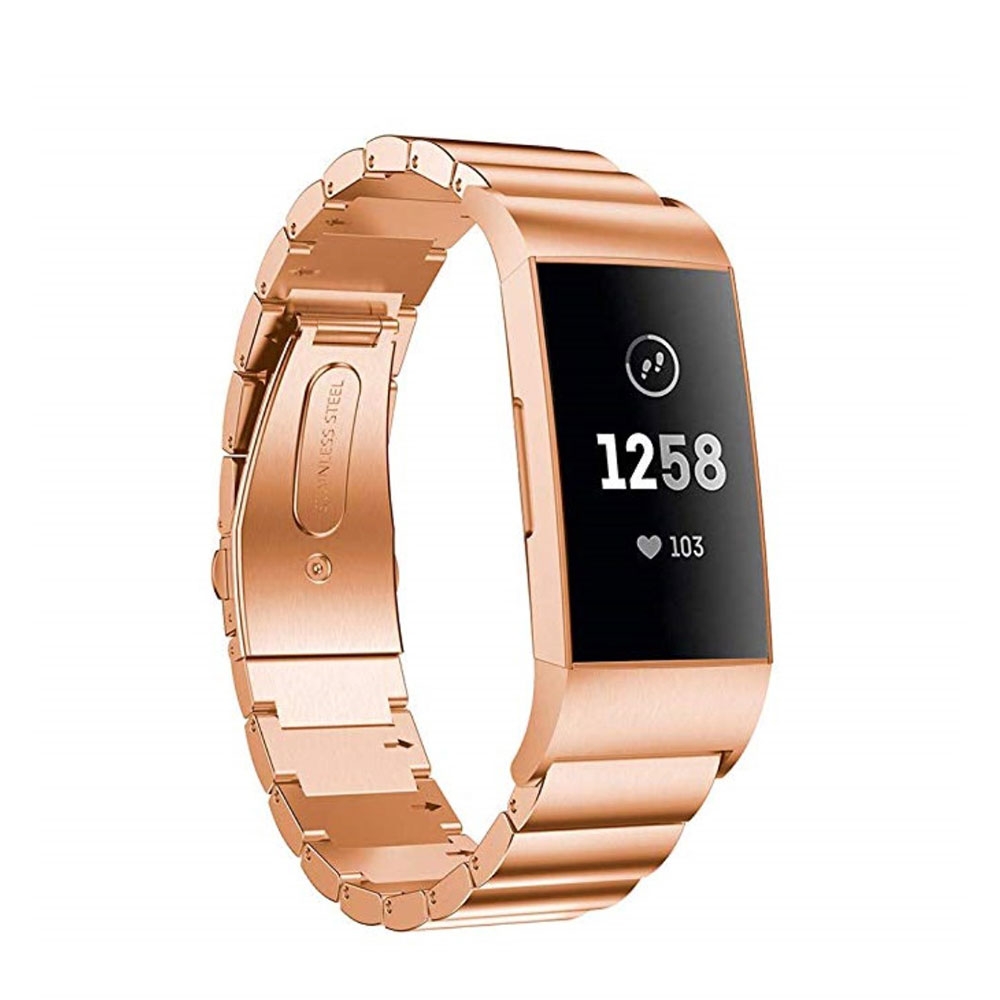 Image of Fitbit Charge 4 / 3 Edelstahl Armband mit Butterfly Verschluss - Roségold bei Apfelkiste.ch