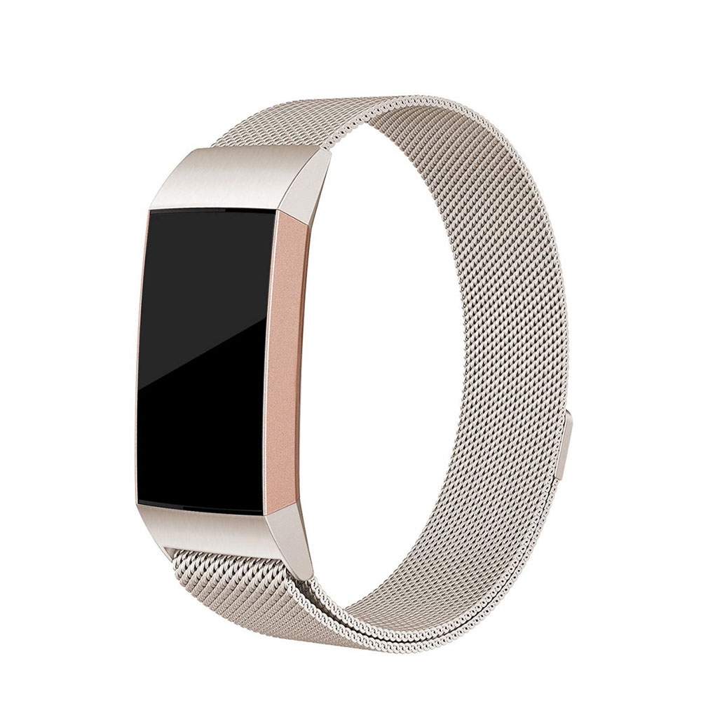 Fitbit Charge 4 / 3 Edelstahl Ersatz Magnet Armband Milanaise (Grösse S) - Champagner Gold