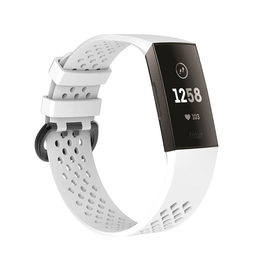 Image of (Gr. XL) Fitbit Charge 4 / 3 Ersatz Silikon Armband mit Doppel Dornschliesse (Gelenkumfang ca. 180 - 235mm) - Weiss bei Apfelkiste.ch