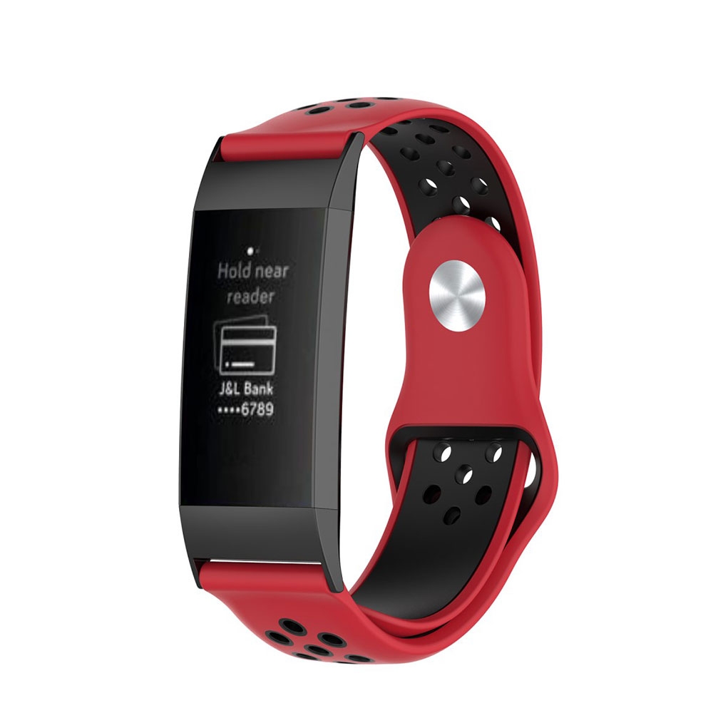 Image of Fitbit Charge 4 / 3 Ersatz Silikon Armband Dual Color - Rot / Schwarz bei Apfelkiste.ch