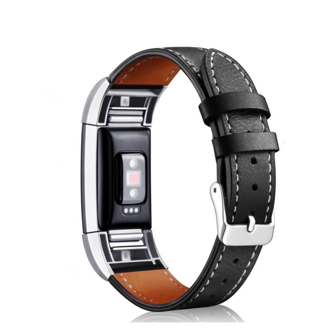 Image of Fitbit Charge 2 Echtleder Ersatz Armband - Schwarz bei Apfelkiste.ch