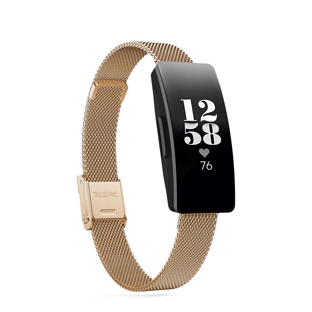 Fitbit Inspire 2 / Inspire HR / Inspire Edelstahl Ersatz Magnet Armband Milanaise Slim (Gelenkumfang 152-242mm) - Gold