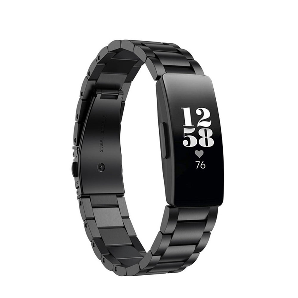 Image of (Gr. XXL) Fitbit Inspire 2 / Inspire HR / Inspire Edelstahl Armband mit Metallschliesse (Gelenkumfang 227 mm) - Schwarz bei Apfelkiste.ch