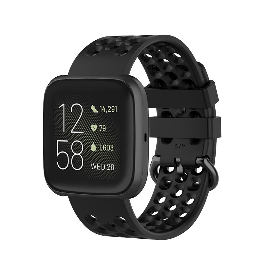 Fitbit Versa 2 Atmungsaktiv Silikon Armband Schwarz