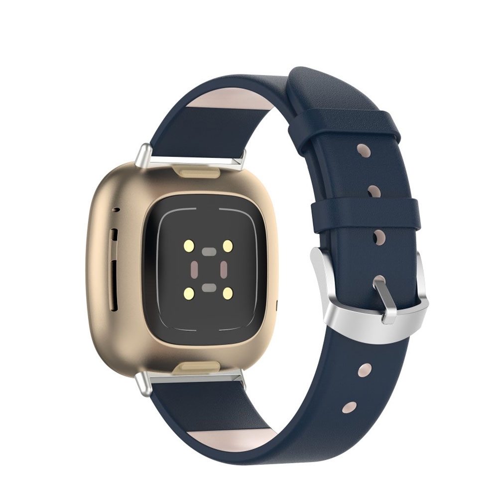 Image of (Gr. L) Fitbit Versa 3 / Fitbit Sense Ersatz Leder Armband (Gelenkumfang 175-220mm) - Dunkelblau bei Apfelkiste.ch