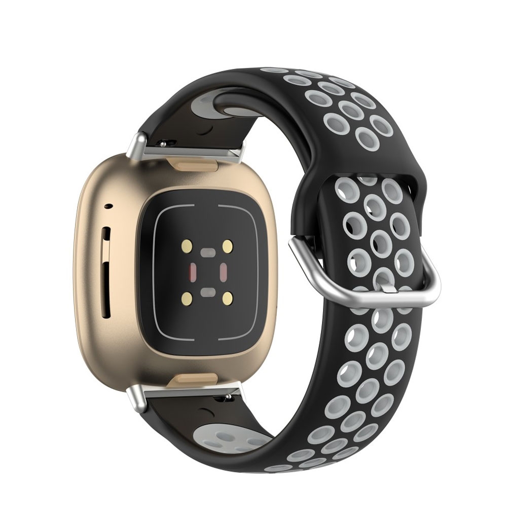 Image of (Gr. S) Fitbit Versa 3 / Fitbit Sense Ersatz Silikon Armband Dual Color (Gelenkumfang 155-235mm) - Schwarz / Grau bei Apfelkiste.ch