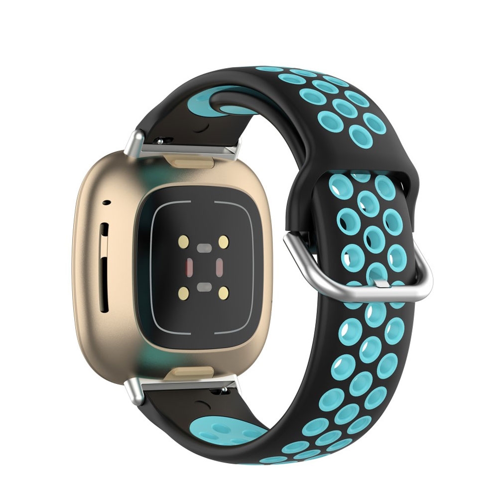 Image of (Gr. S) Fitbit Versa 3 / Fitbit Sense Ersatz Silikon Armband Dual Color (Gelenkumfang 155-235mm) - Schwarz / Türkis bei Apfelkiste.ch