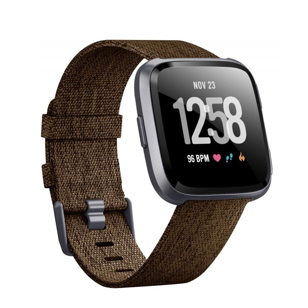 Image of (Gr. XXL) Fitbit Versa / Versa 2 / Versa Lite Canvas Stoff Armband mit Dornschliesse (Gelenkumfang 190-250mm) - Braun bei Apfelkiste.ch