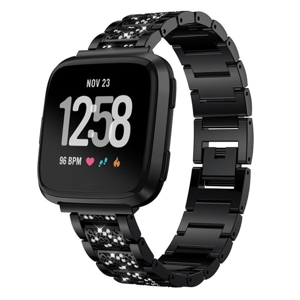 Fitbit Versa / Versa 2 / Versa Lite Edelstahl Armband im Diamant Look - Schwarz Fitbit Versa / Versa 2 / Versa Lite Edelstahl Armband im Diamant Look - Schwarz