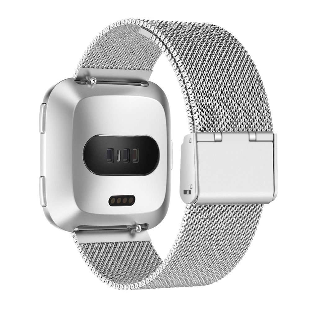 Topp Mesh-Armband Für Fitbit Versa – Silberfarben, Magnetischer Verschluss (Wechselarmband)