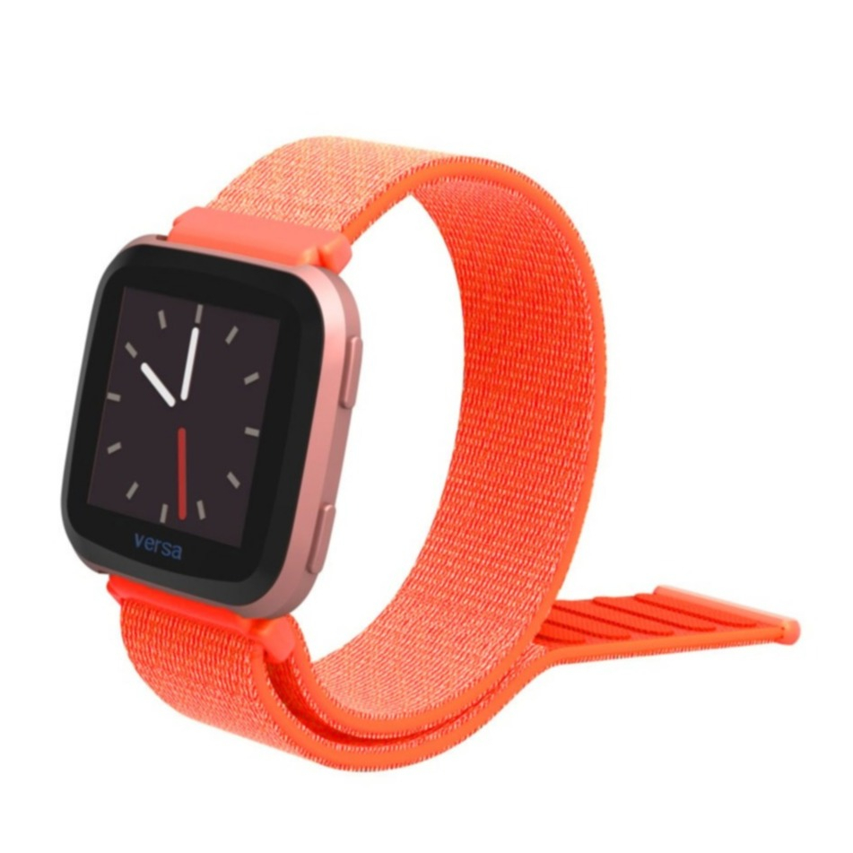 Image of Fitbit Versa / Versa 2 / Versa Lite Nylon Klettverschluss Ersatz Armband - Orange bei Apfelkiste.ch