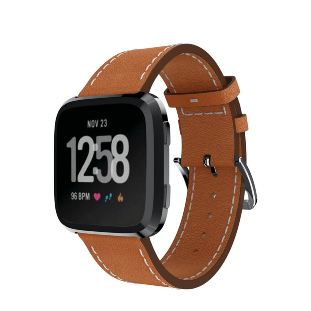 Image of Fitbit Versa / Versa 2 / Versa Lite Echtleder Ersatz Armband mit Metallverschluss - Braun bei Apfelkiste.ch