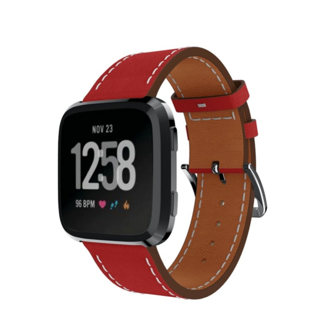Image of Fitbit Versa / Versa 2 / Versa Lite Echtleder Ersatz Armband mit Metallverschluss - Rot bei Apfelkiste.ch