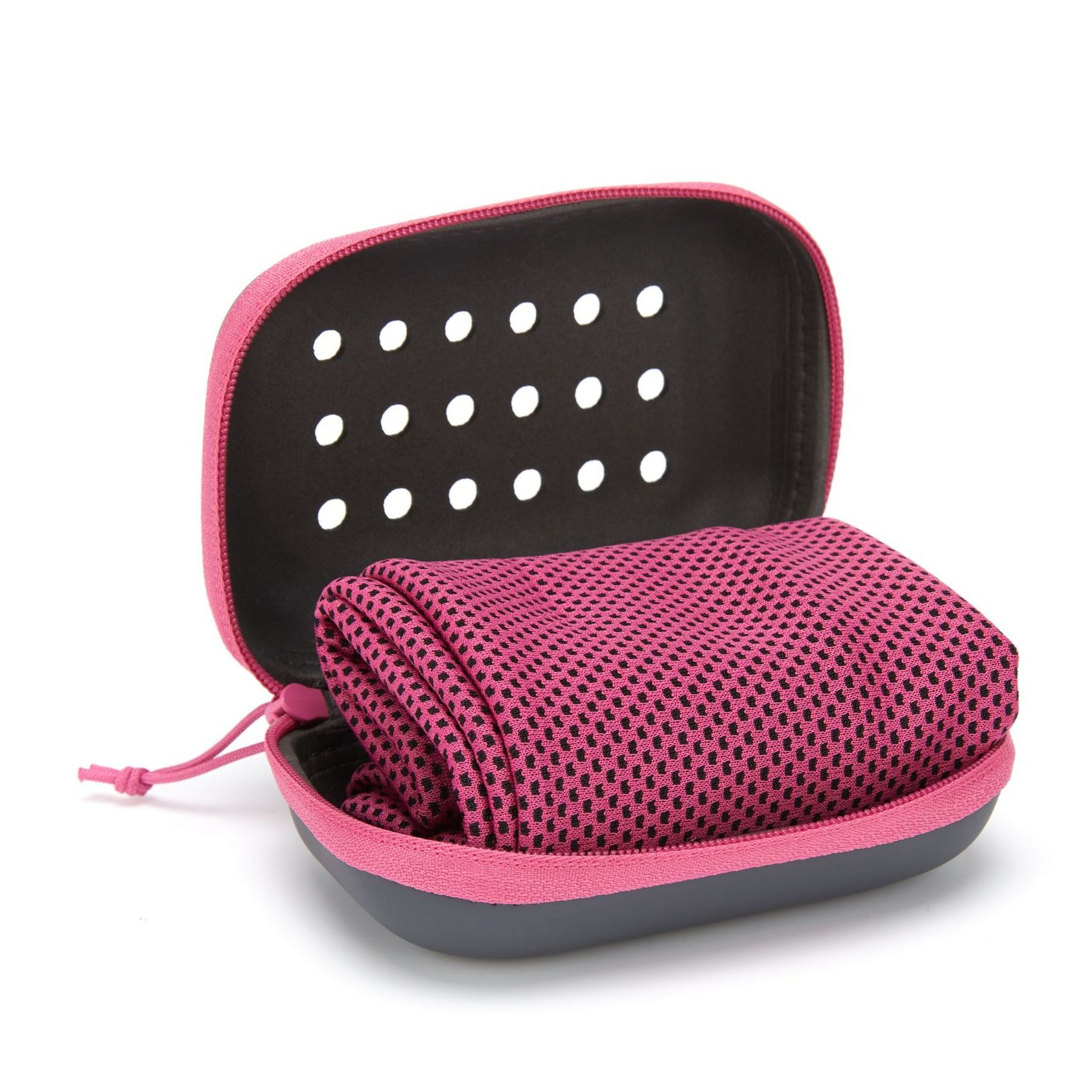 Image of (90x28cm) Fitness Sport Mikrofaser Handtuch mit EVA Trocknungs Case für Workout / Yoga / Wandern / Reisen - Pink bei Apfelkiste.ch