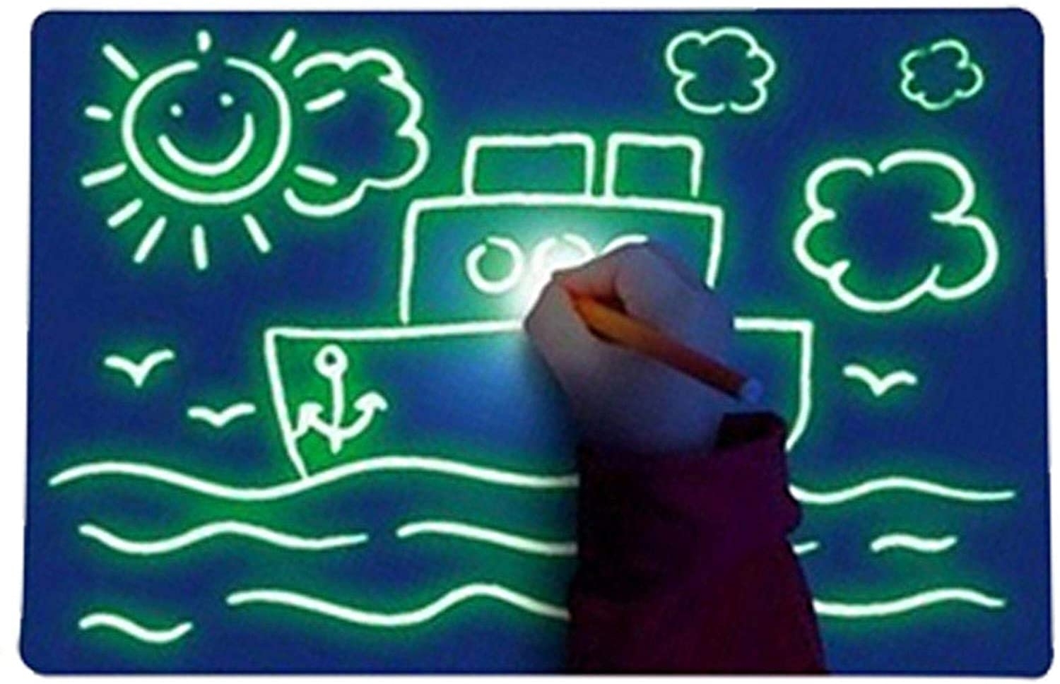 Image of (14.8x21cm) Magische Zeichentafel Fluoreszierendes Zeichenbrett für Kinder + Zauberstift - Weiss bei Apfelkiste.ch