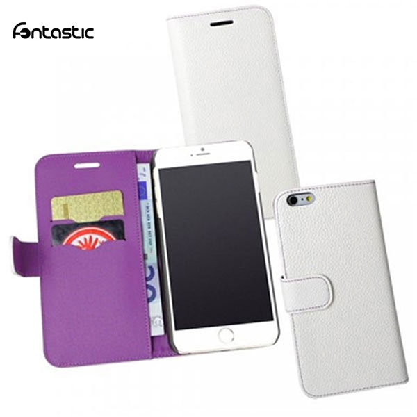 iPhone 6 / 6S Noma Leder Tasche Flip Cover - Weiss